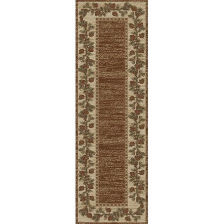 MAYBERRY RUG Mayberry Rug HS6708 2X8 2 ft. 3 in. x 7 ft. 7 in. Hearthside Mountain View Area Rug; Brown HS6708 2X8